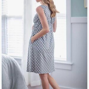 Polka Dot Sleeveless Maternity Nightgown